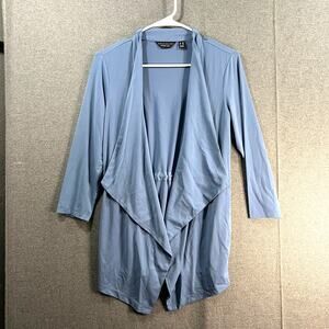 Every Day by Susan Graver Liquid Knit Anorak Style Cardigan Evening Blue SizeXXS